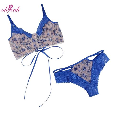 Blue Hot Selling Sexy Lingerie Underwire Bra Brief Sets