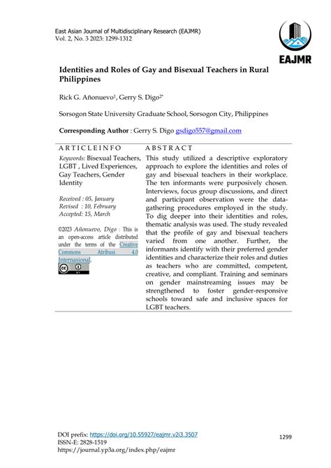 PDF Identities And Roles Of Gay And Bisexual Teachers In Rural Philippines
