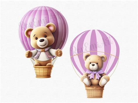 Pink Teddy Bear Clipart Hot Air Balloon Clipart For Baby Shower Nursery Decor And More