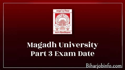 Magadh University Part 3 Exam Schedule 2023 Publish