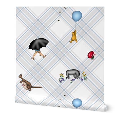Hundred Acre Wood Characters On Diagonal Wallpaper Spoonflower