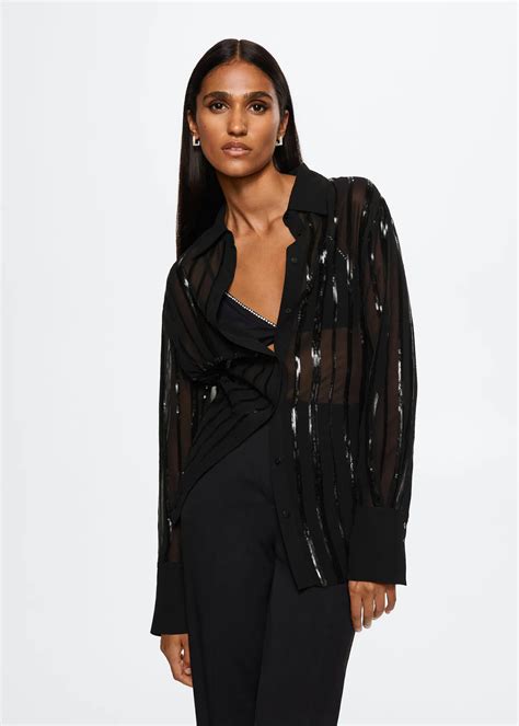 Sequin Shirt Woman Mango Sweden Sequin Shirt Striped Shirt
