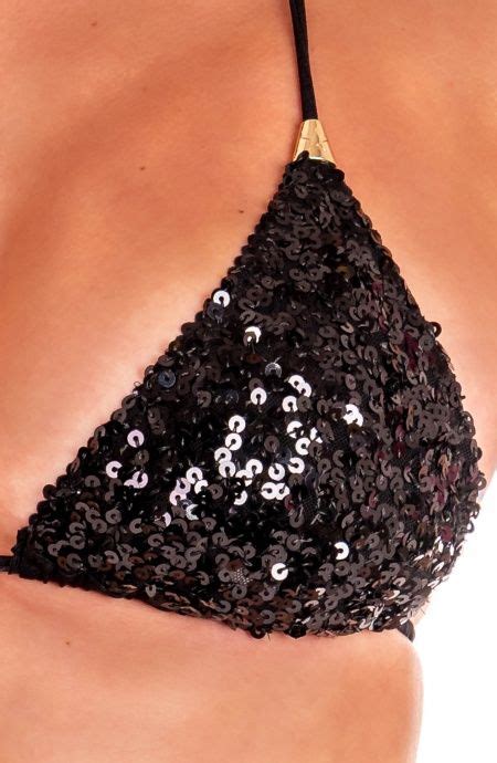 Triangle Bikini Padded Slip Sequins Taille Xs Couleur Noir