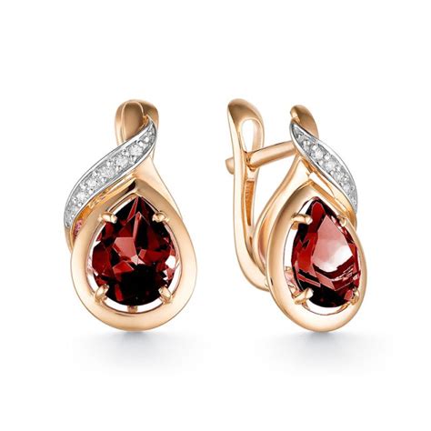 Золотые серьги с гранатом натуральный камень с выгодой 20% - Iconic ...