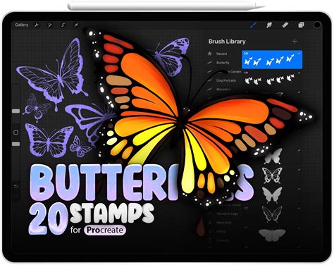 Artstation 20 Procreate Butterfly Stamp Brushes Procreate Butterfly