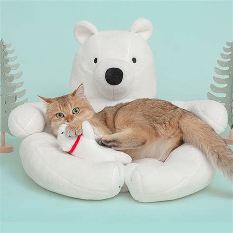 Plush Polar Bear Pet Bed Soft Cozy Apollobox