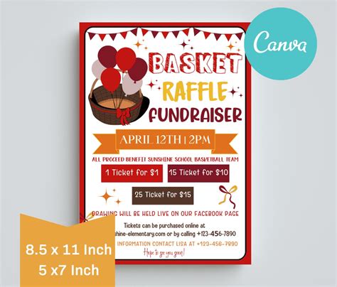 Basket Raffle Fundraiser Flyer Editable Basket Raffle Etsy