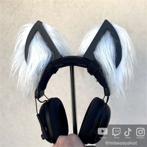 Fluffy Cat Ears For Headphones Headsets Furry Kitten Ears Gamer