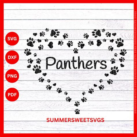 Panthers Svg File Paw Shirt Svg Team Spirit Panther Mom Etsy