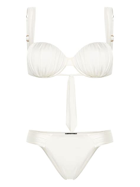 Noire Swimwear Ruched Balconette Bikini White Farfetch
