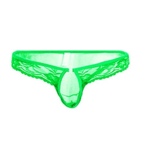 Hot Men Lingerie Floral Lace Mesh Semi See Through Briefs Bikini Underwear N Vert