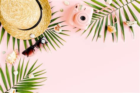 Accessoires De Plage Femme Bikini Sac En Rotin Chapeau De Paille Feuilles De Palmier Tropical