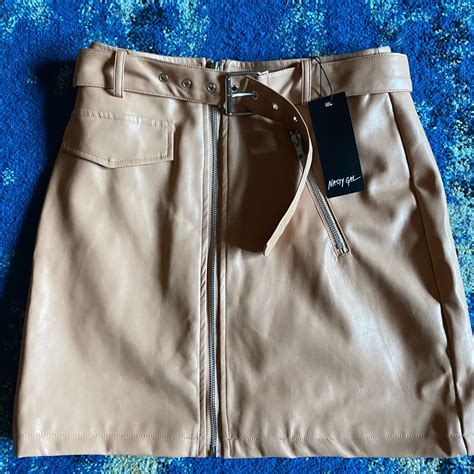 Faux Leather Nude Mini Skirt Gem