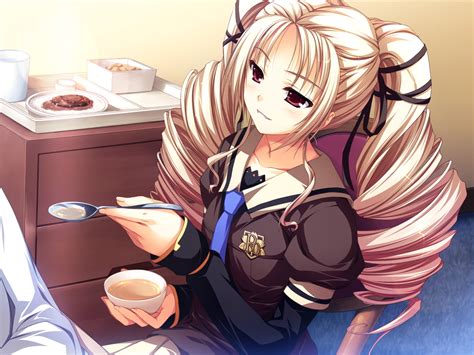Akatsuki No Goei Blonde Hair Food Game Cg Kokudou Kyouka Long Hair School Uniform Syangrila