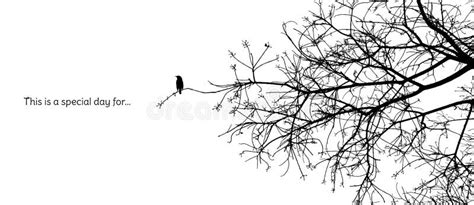 Lonely Bird Stands On A Branch Of A Naked Tree Silhouette Stock Vector Illustration Of Bird