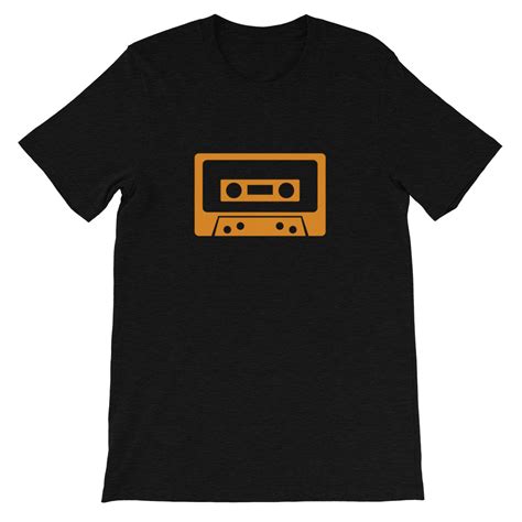 Retro Music Orange Cassette Tape Dark Short Sleeve Unisex T Shirt Offbeat Tees