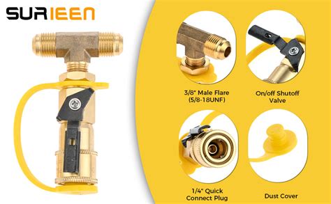 Surieen 1 4 Rv Propane Quick Connect Fittings With Tee Splitter 1 4 Male Npt And 3