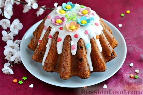 Рецепт: Кулич на сухих дрожжах, с молочной глазурью на RussianFood.com