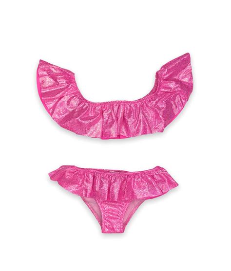 Cloe Glitter Neon Pink Two Pieces Bikini Swimwear My Trendy Room