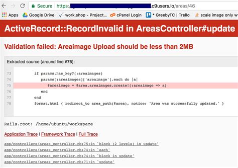 The upload fails, and I receive an error: 