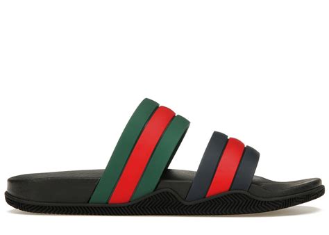 Gucci Agrado Grg Rubber Slide Blue Green Red Black Editorialist