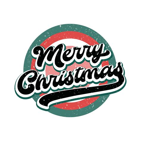 Merry Christmas Circle Badge Retro 70s 60s Style Celebration Quote