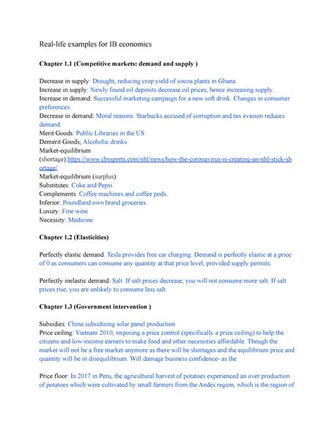 Real Life Examples For Ib Economics Ec1004 St Andrews Studocu