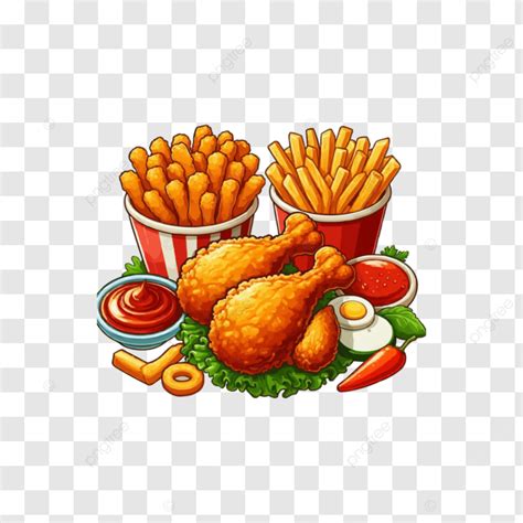Fried Chicken Vectors Illustration Isolated On White Background Fried
