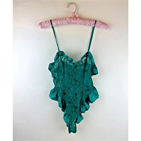 Victoria S Secret Other Victorias Secret Women Lingerie Teddy Emerald Green With Ruffle