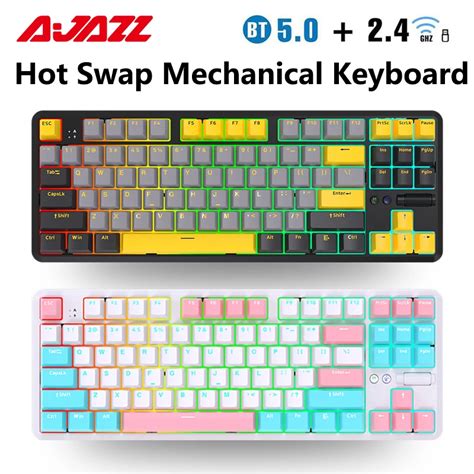 AJAZZ K T PRO Teclado Mec Nico Para Jogos Bluetooth RGB Retroiluminado Teclados Sem Fio Hot