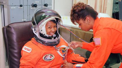 NASA-astronaut-Mae-Jemison-with-suit-technician-Sharon-McDougle ...