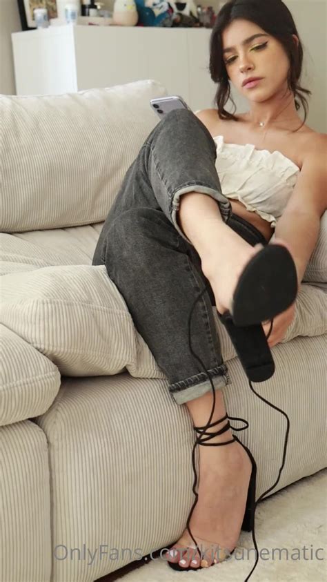 Sexy Babe Takes Her Hot High Heels Off And Unveils Her Feet And Toes On The Sofa Feet9