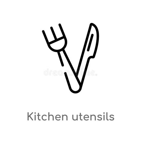 Outline Kitchen Utensils Vector Icon Stock Vector Illustration Of