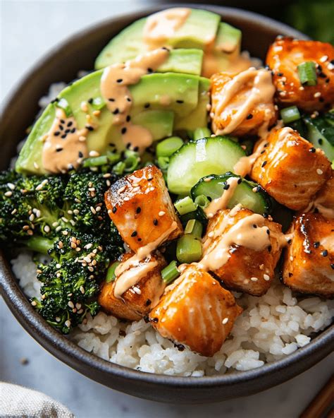 Zesty Salmon Power Bowls with Spicy Bang Bang Sauce
