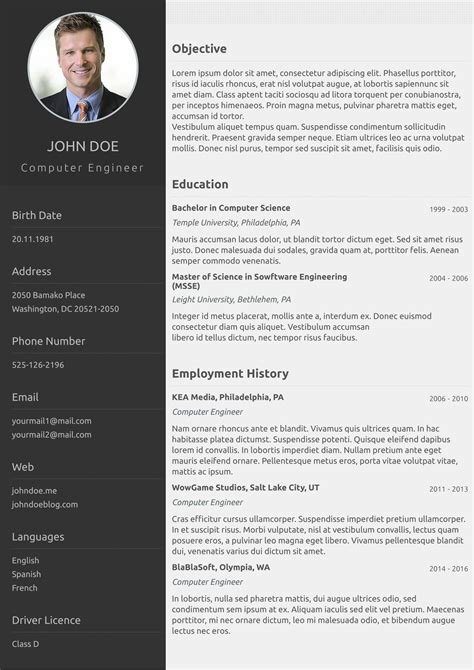 One Page Classical cv template form cvzilla.com Enjoy creating your