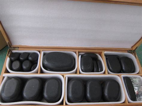 Many Kinds Of Hot Massage Stone Set Perfect Packaging With Wooden Box Hot Massage Stone Set