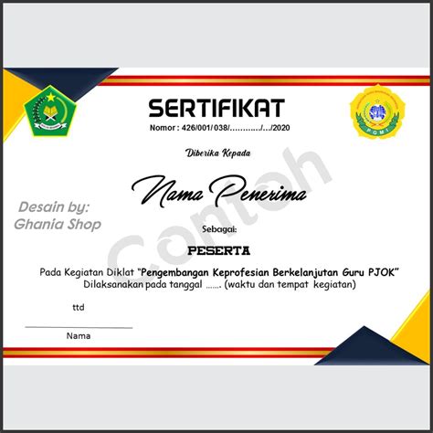 Detail Contoh Sertifikat Pelatihan Koleksi Nomer 50