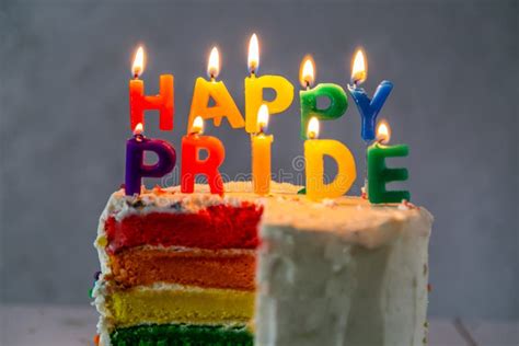 Happy Pride Day Rainbow Layered Cake With Candles Tolerance And