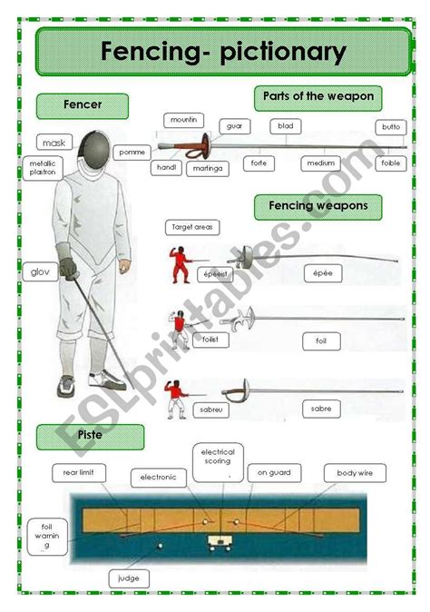 Fencing Pictionary Esl Worksheet By Oppilif