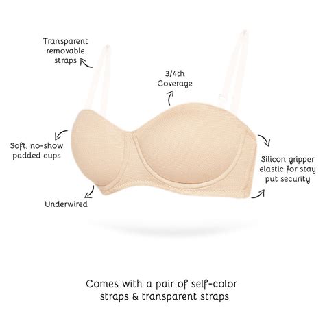 Buy Organic Cotton Antimicrobial Padded Strapless Bra Nude Online