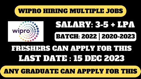 Wipro Off Campus Hiring 2023 Batch 2021 2022 Salary 4 Lpa Bebtechmca Eligible Youtube