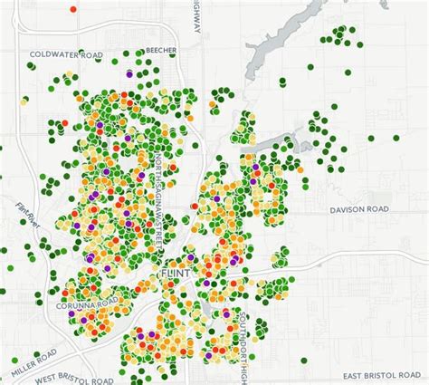 Map Take A Closer Look At Flint Lead Testing Results Flint Map Brainstorming