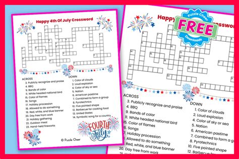 Easy Fourth Of July Crossword Puzzle Puzzle Cheer