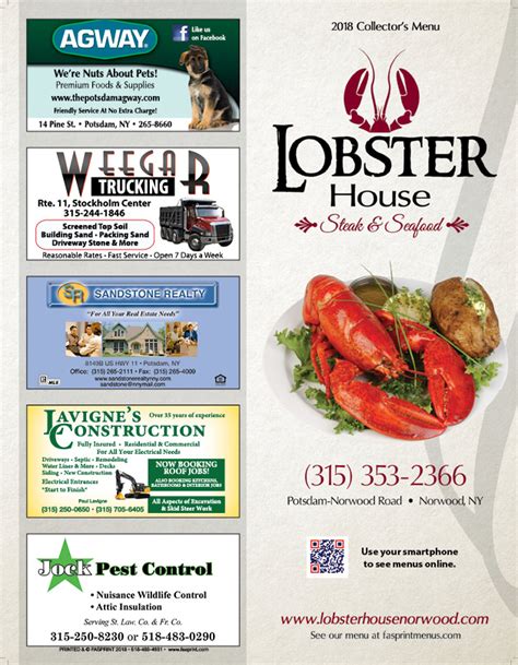 Lobster House 2018 | Fasprint Menus