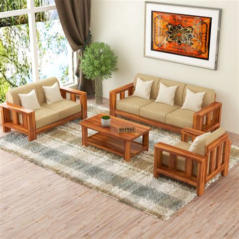 natraj art craft sheesham wood  seater sofa set  living room wooden sofa set  living