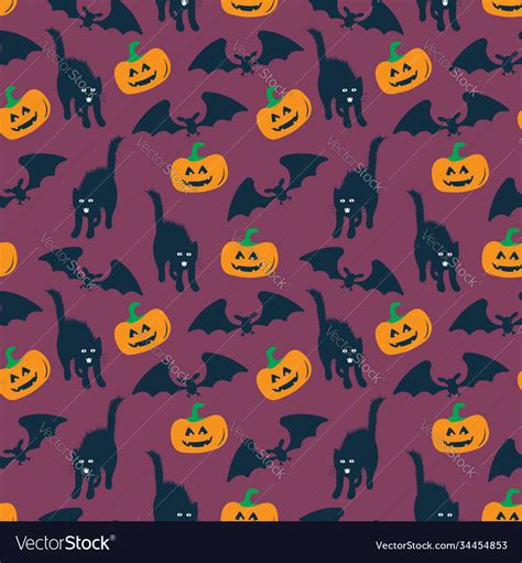 Halloween Pattern Seamless Pattern With Pumpkins Vector Image