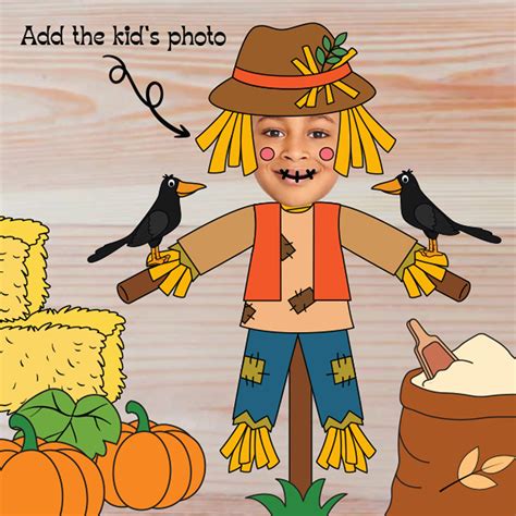 Build-a-scarecrow Face Photo Craft | Fall Autumn Craft for Bulletin