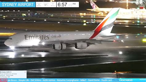 Live Heavy Rain Night Plane Spotting Sydney Airport W Kurt Atc