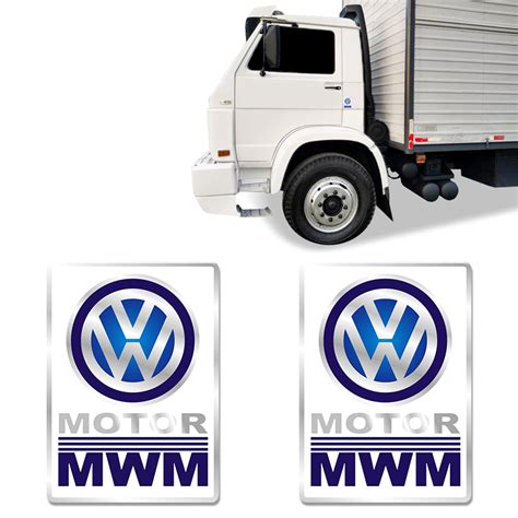 Par de Adesivos Motor Mwm Emblemas Caminhão Volkswagen Sportinox