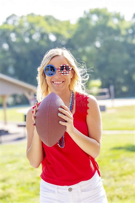 Gorgeous Patriotic Blonde Model Enjoying The Th Of July Festivities Stock Image Image Of Cute
